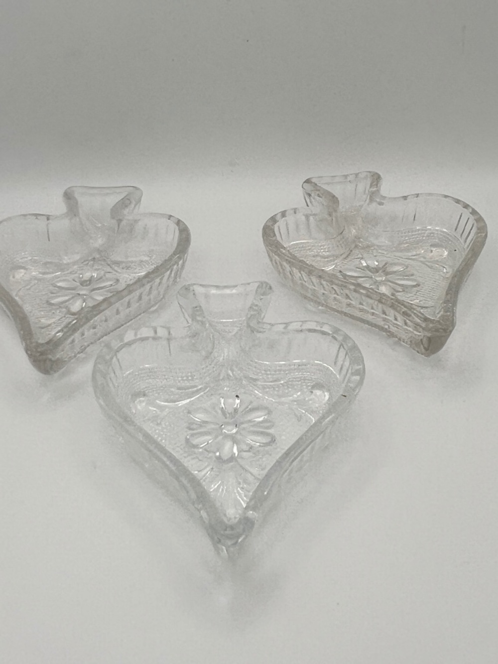 Vintage Tiara Exclusives Clear Colored Spade Shape Nut Dishes - Set of 2